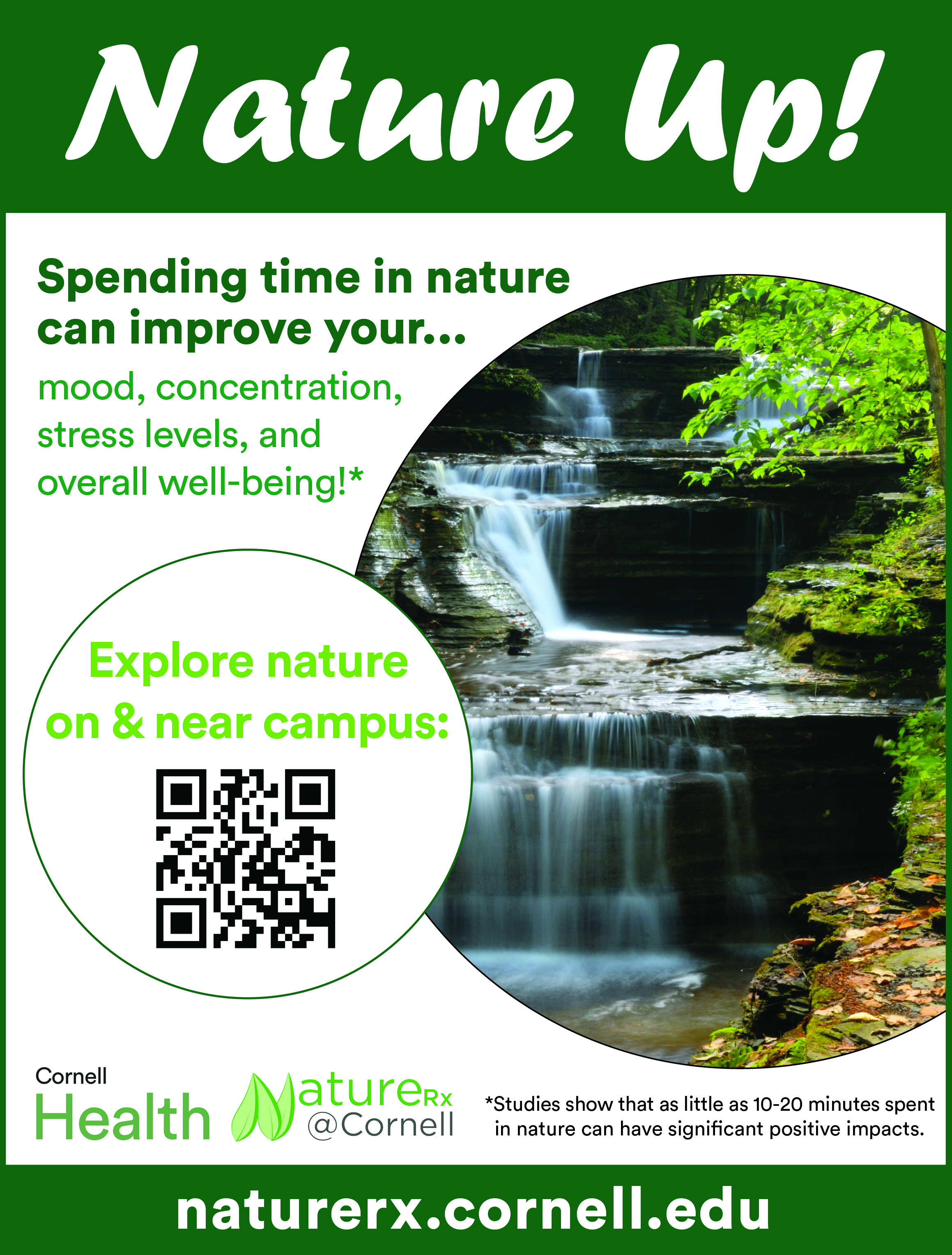 Nature Rx poster pointing to nature.cornell.edu