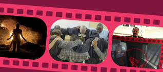 film strip showing scenes from movies